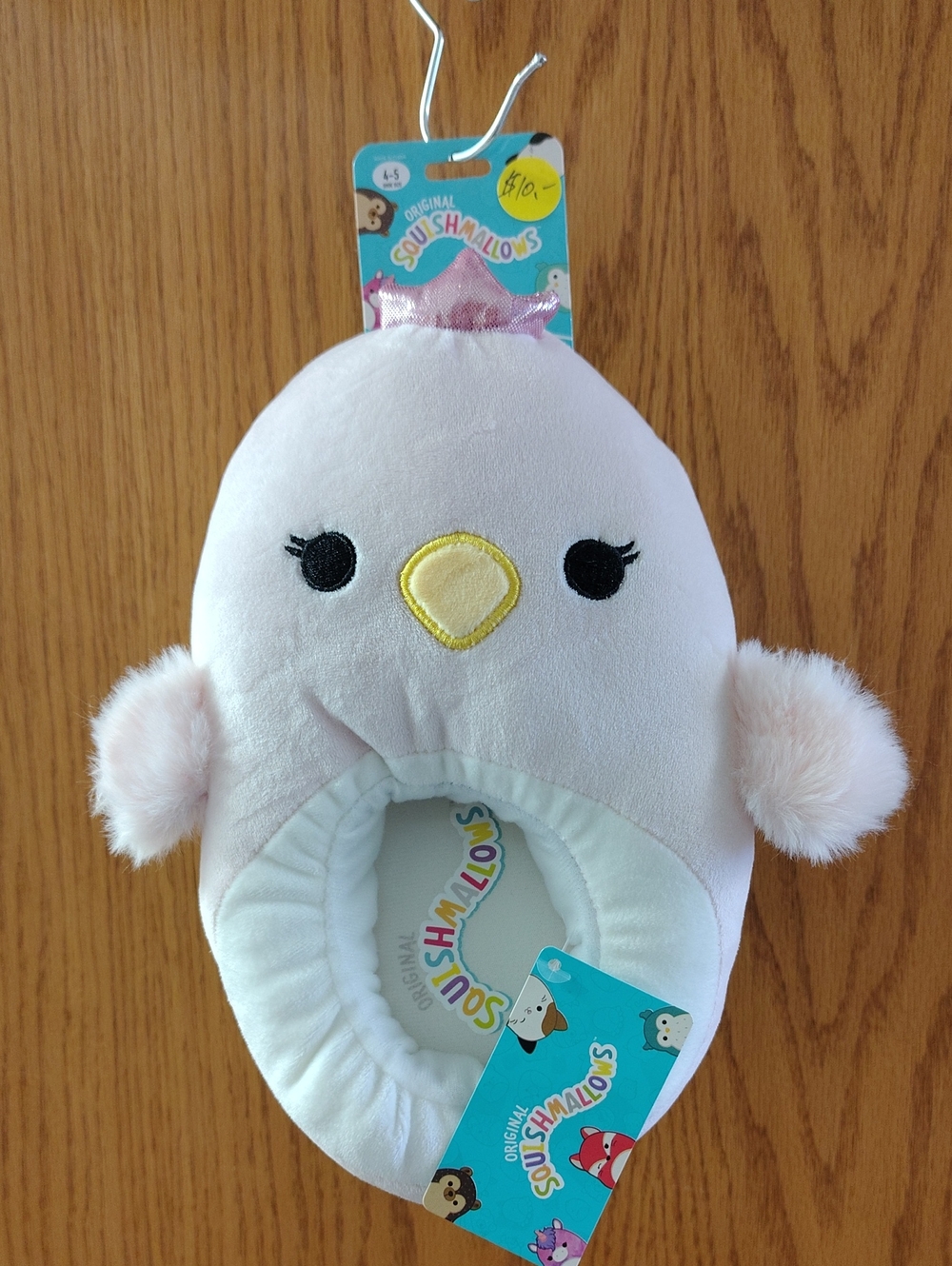 Squishmallows Pink Bird Plush Slipper with Crown